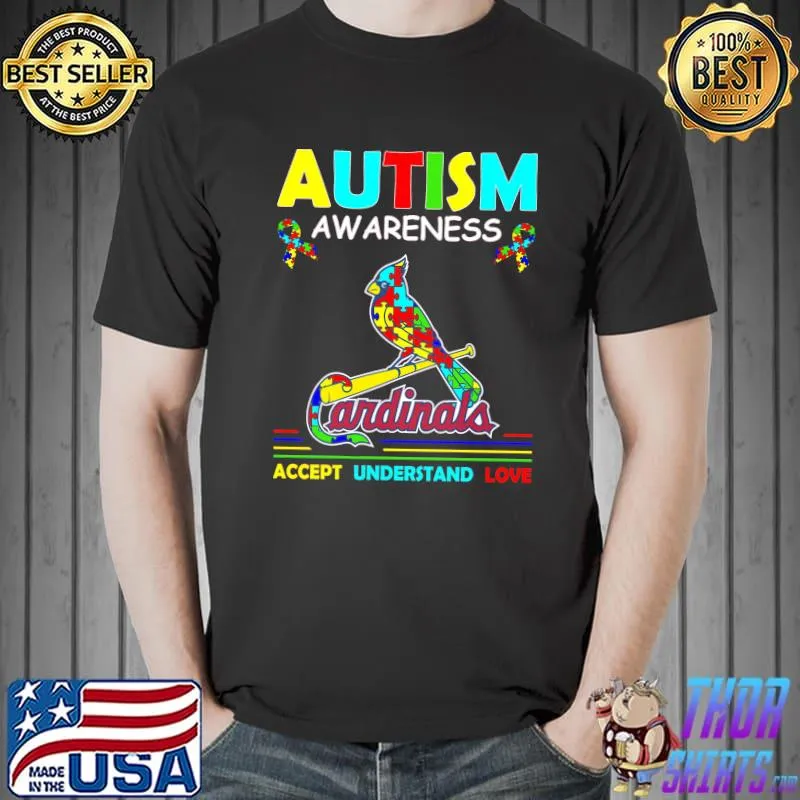 Autism Awareness Cardinals Accept Understand Love Shirt Unisex