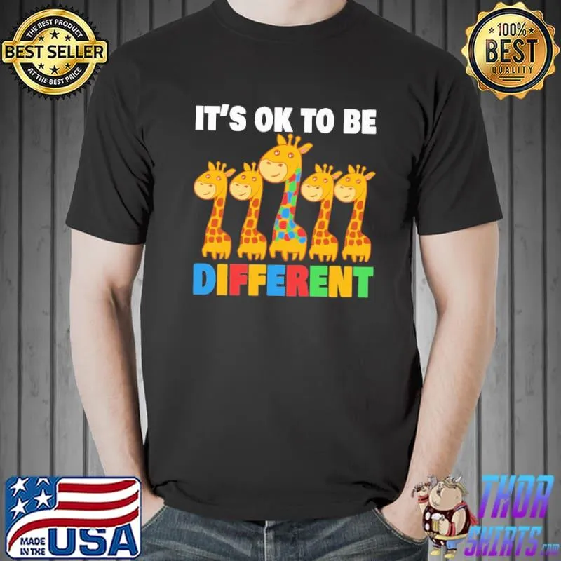 Autism awareness It's ok to be different giraffe shirt