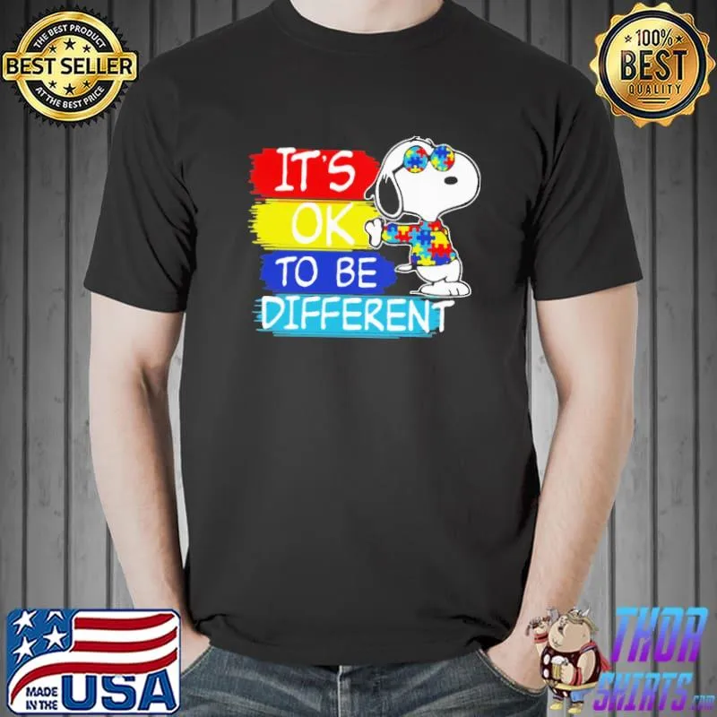 Autism awareness it's ok to be different snoopy shirt