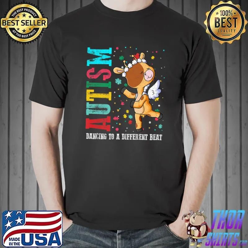 Autism Dancing To A Different Beat Giraffe Autism Awareness Premium T-Shirt Unisex