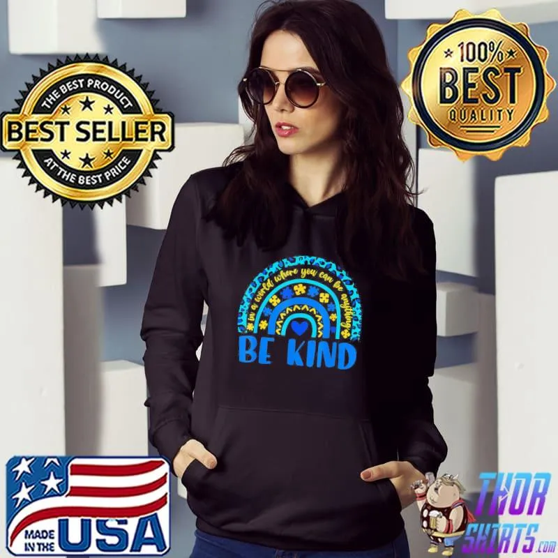 Be Kind Autism Awareness Leopard Rainbow T-Shirt Hoodie
