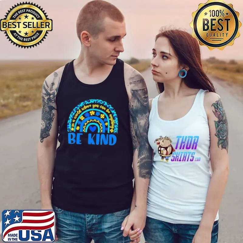 Be Kind Autism Awareness Leopard Rainbow T-Shirt Tank Top