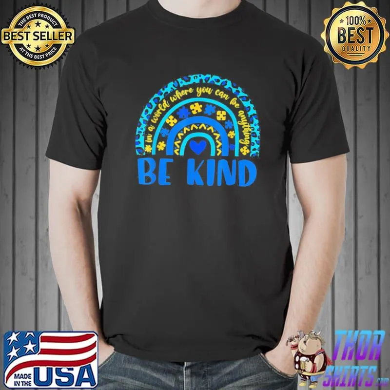 Be Kind Autism Awareness Leopard Rainbow T-Shirt
