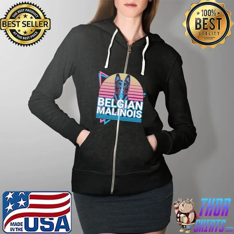 Belgian Malinois Retro T- Full Zip Hooded