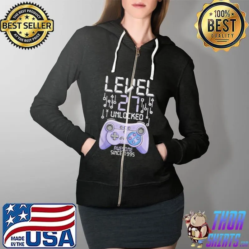 Birthday gamer level 27 years unlocked awesome since 1995 b09vywmtxh Full Zip Hooded