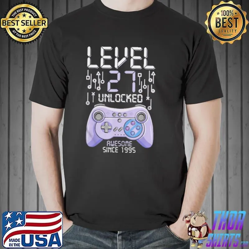 Birthday gamer level 27 years unlocked awesome since 1995 b09vywmtxh Unisex