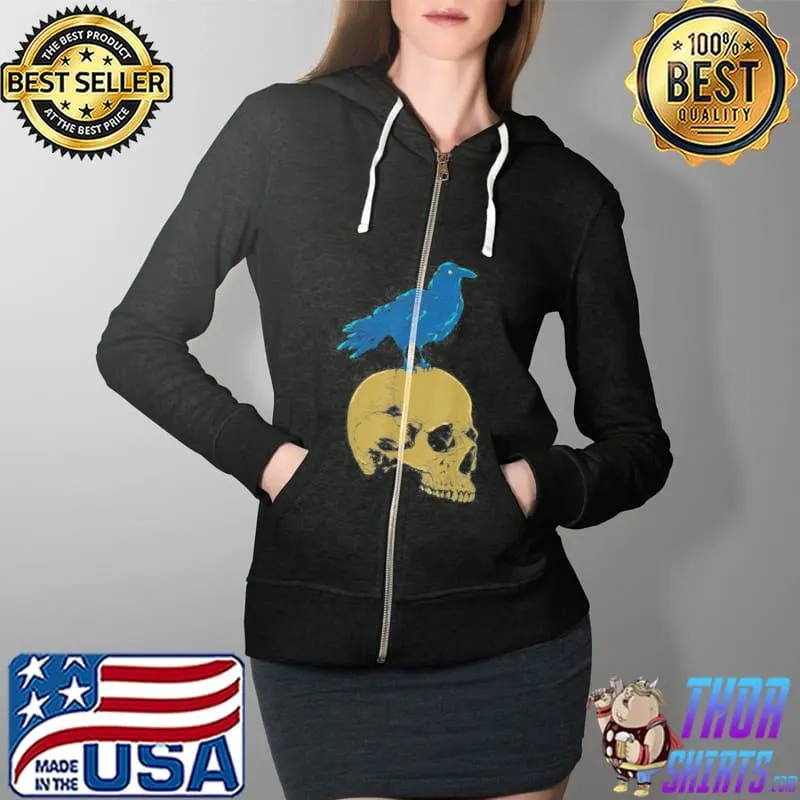 Creepy skeleton raven viking animal bird spooky skull crow Full Zip Hooded