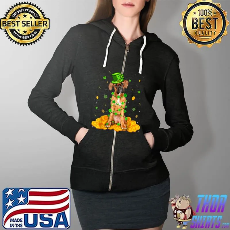Cute Boxer Dog St Patricks Day Irish Shamrock Boxer Lover T-Shirt Full Zip Hooded