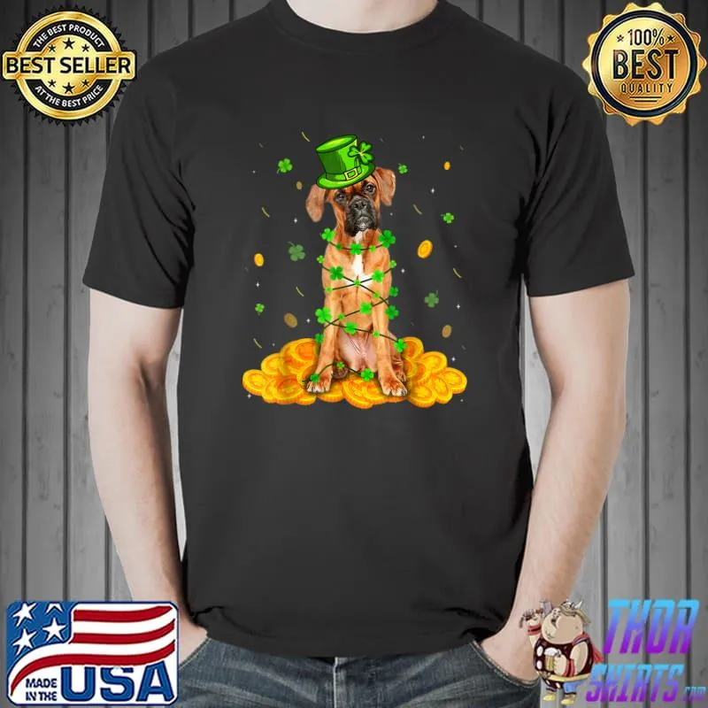 Cute Boxer Dog St Patricks Day Irish Shamrock Boxer Lover T-Shirt