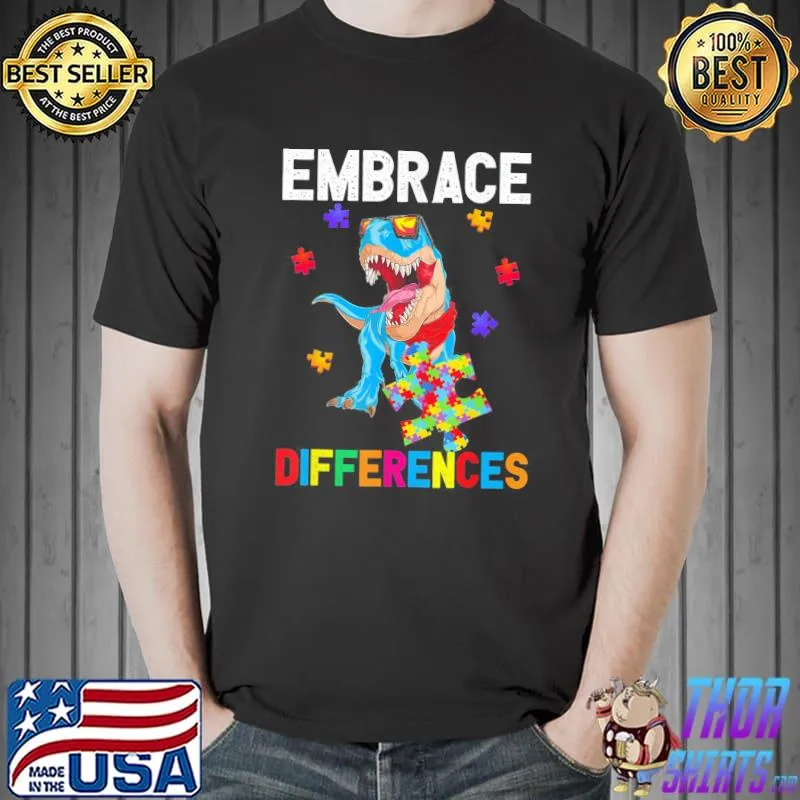 Dinosaur Puzzle Piece Autism Awareness T-Shirt Unisex