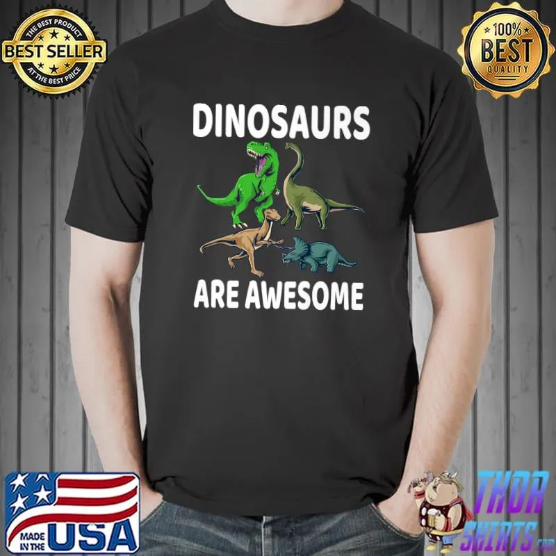 Dinosaurs Are Awesome Funny Kids Toddler Girls Dinosaur Boys Premium T-Shirt Unisex