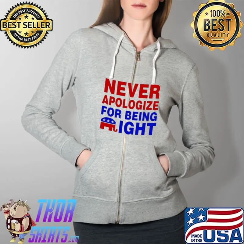 Elephant never apologize for being right Full Zip Hooded