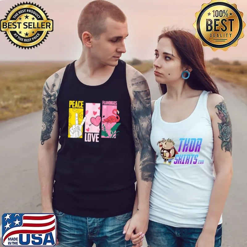 Flamingo Bird Tropical Design Peace Love Flamingos T-Shirt Tank Top