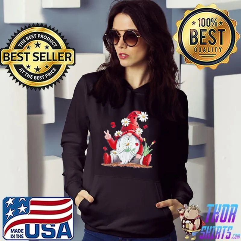 Floral Gnome Daisy Ladybugs Hippie Shirt Hoodie