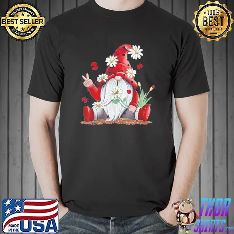 Floral Gnome Daisy Ladybugs Hippie Shirt