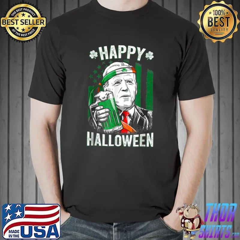Funny Leprechaun Biden Happy Halloween For St Patrick's Day T-Shirt