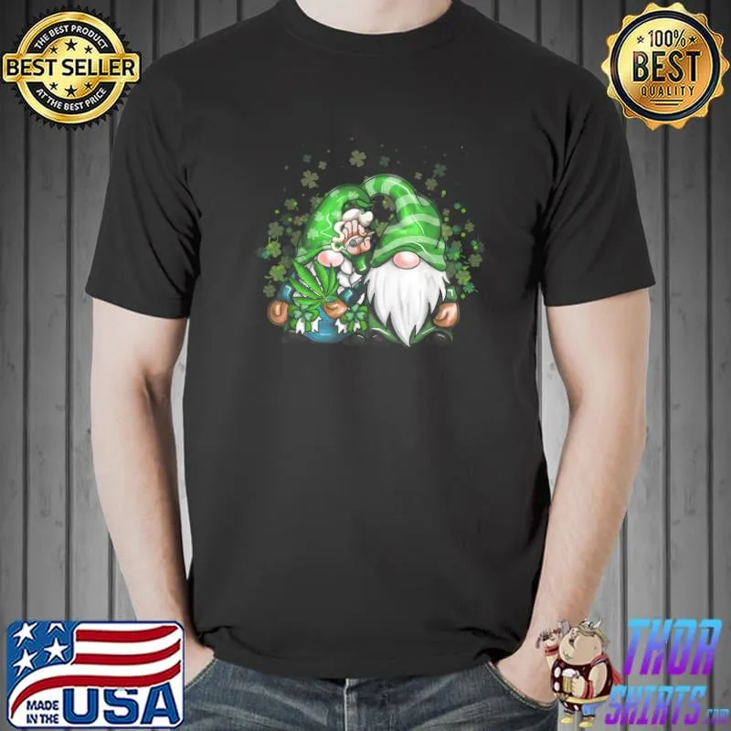 Gnome Pot Leaf 420 Marijuana St Patrick's Day Shamrock T-Shirt