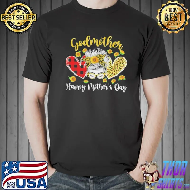 Godmother messy bun sunflower heart mother's day Unisex