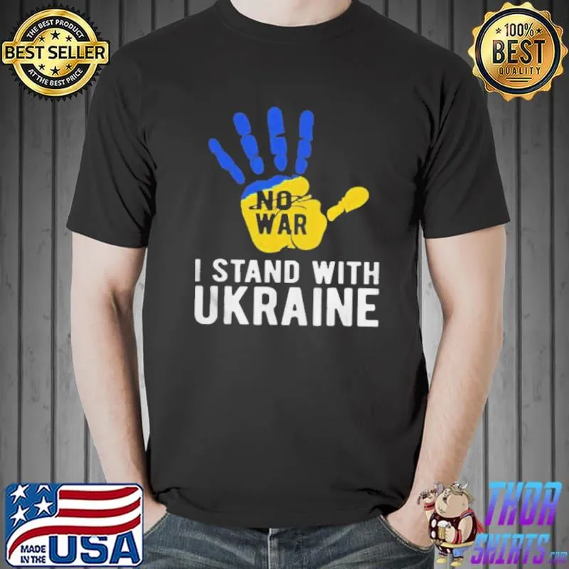 Hand no war I stand with Ukraine support Ukraine flag Unisex