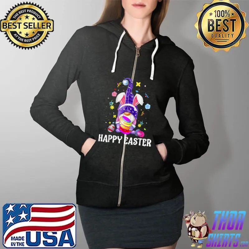 Happy Easter Day 2022 - Bunny Gnome Hug Easter Eggs T-Shirt Full Zip Hooded