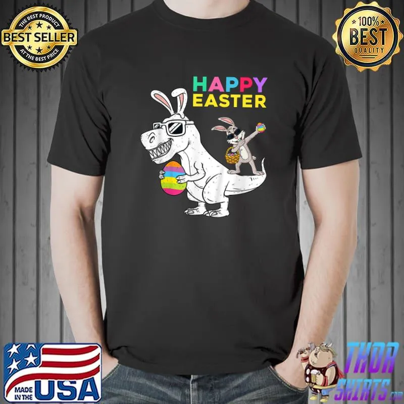 Happy Easter T Rex Dino Dabbing Rabbit Dab Boys Girls Kids T-Shirt