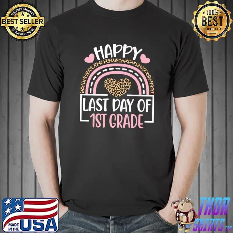 Happy Last Day Of 1st Grade Rainbow Leopard Teacher Kids Premium T-Shirt