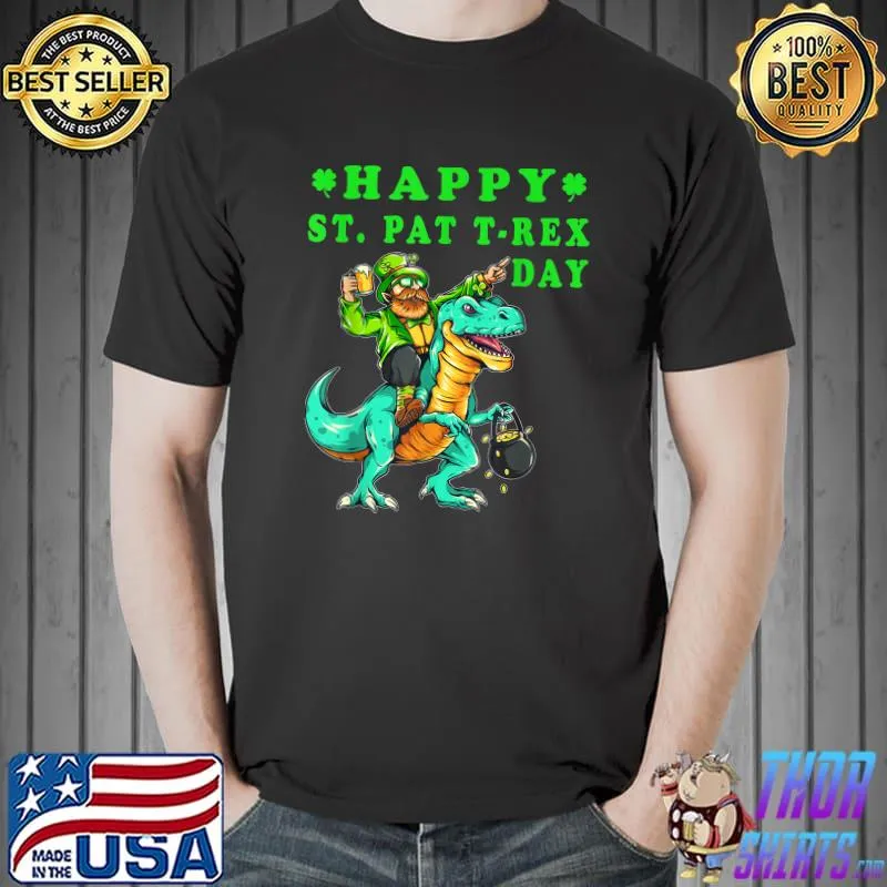Happy St Pat Trex Day Dino St Patricks Day kids Toddler Boys T-Shirt Unisex