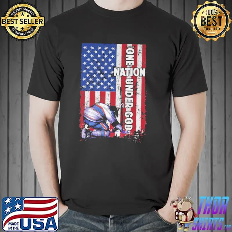 Hockey One Nation Under God America Flag Shirt Unisex