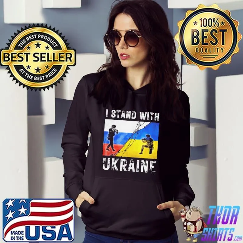 I stand with Ukraine American ukrainian flag shirt