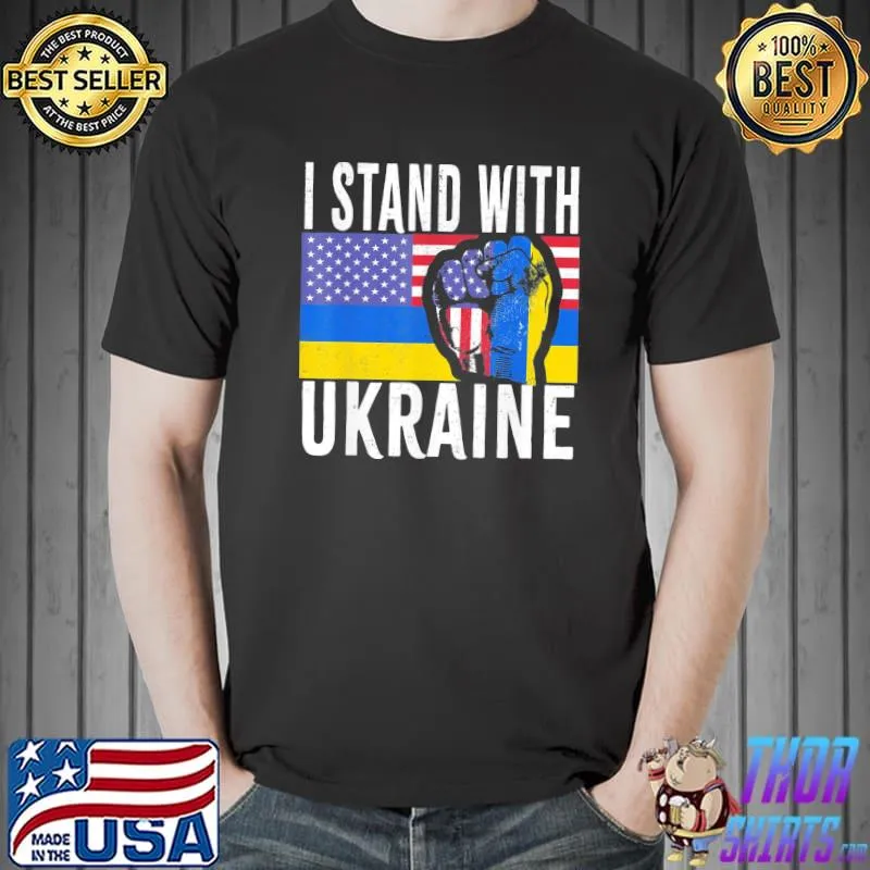 I stand with Ukraine flag American flag support Ukraine shirt