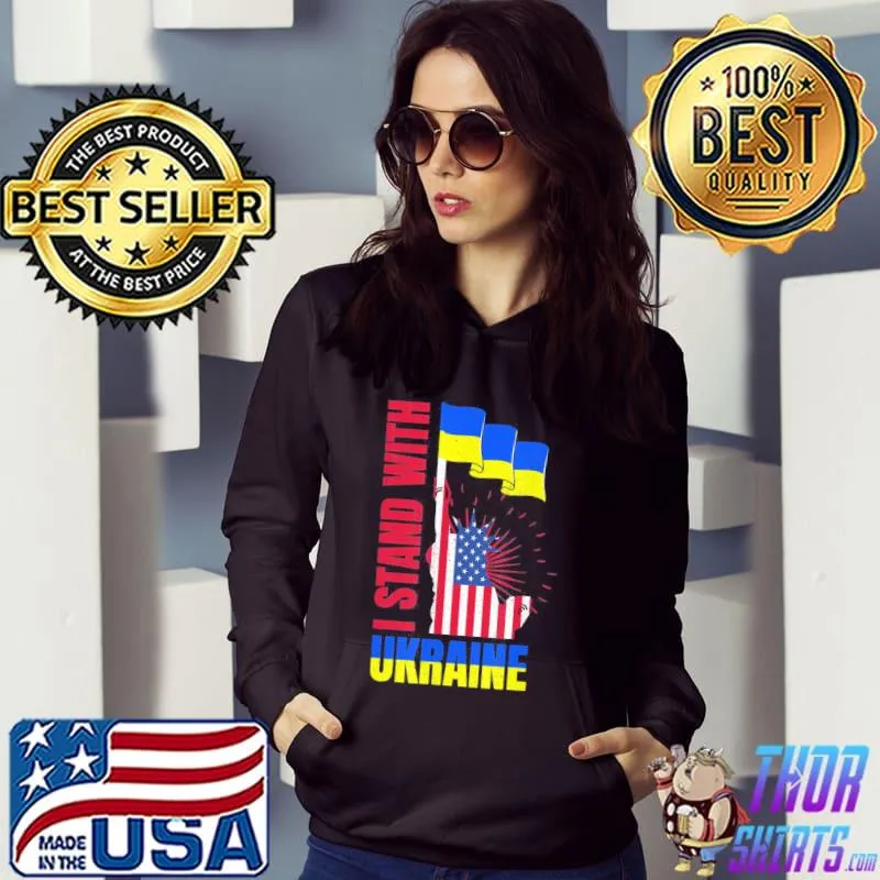 I stand with Ukraine ukrainian American flag shirt