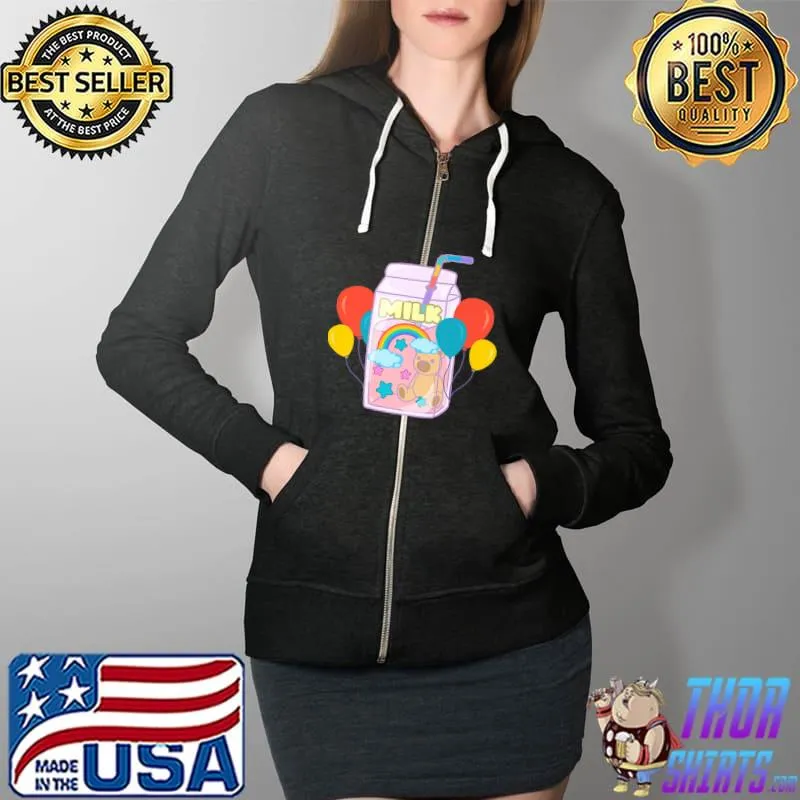 Kidcore Aesthetic Kawaii Milk Carton Alt Indie 80s 90s Retro Premium T-Shirt Full Zip Hooded