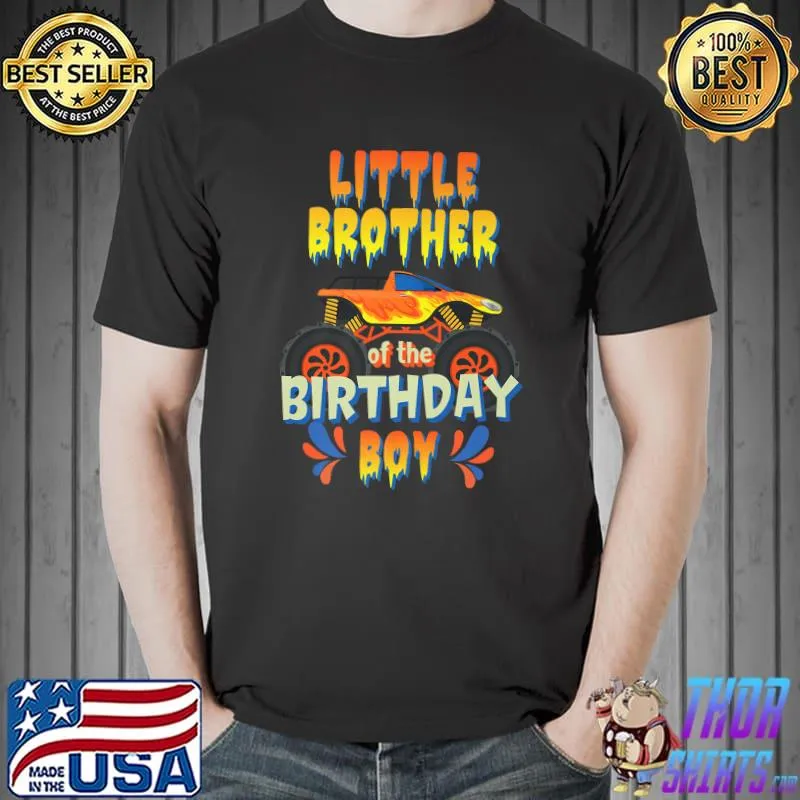 Little Brother Birthday Boy Monster Truck Matching Family Premium T-Shirt