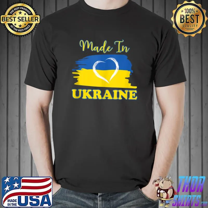 Made In Ukraine Ukrainian Flag Heart T- Unisex