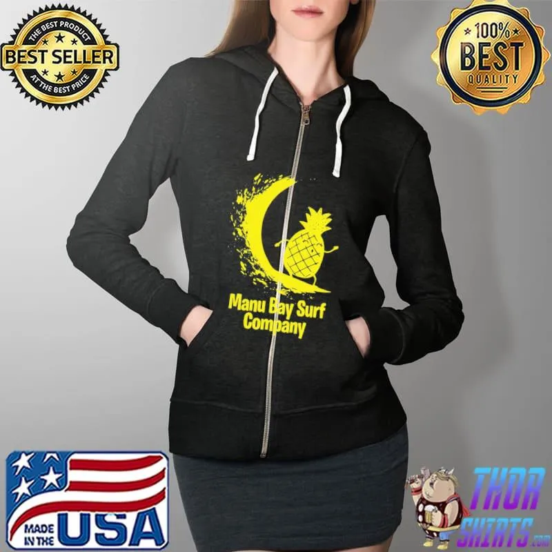 Manu bay surf company New zealand gold surfing pineapple Full Zip Hooded