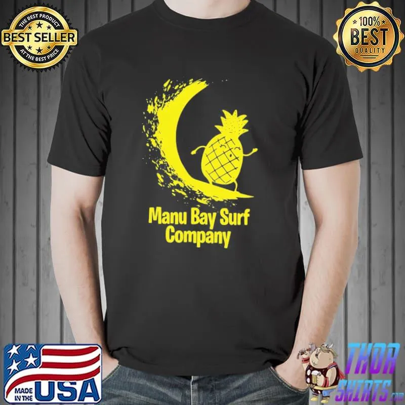 Manu bay surf company New zealand gold surfing pineapple shirt