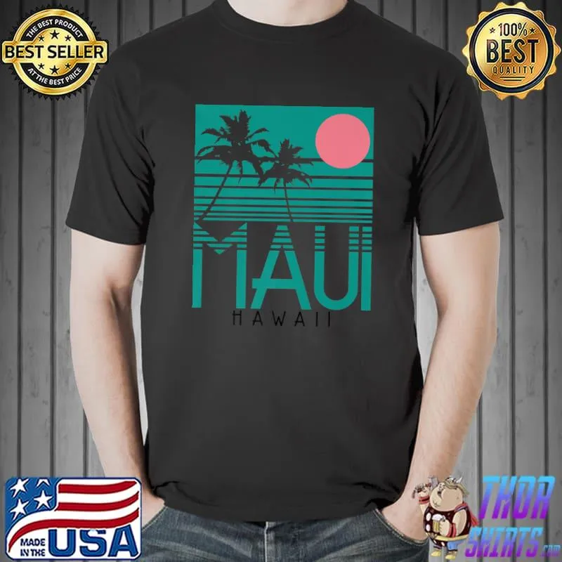 Maui Hawaii Palm Trees Surf Vintage Retro Hawaiian Islands Premium T-Shirt