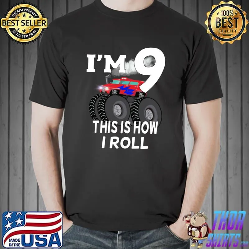 Official Kids Monster Truck 9th Birthday, Birthday T- Unisex