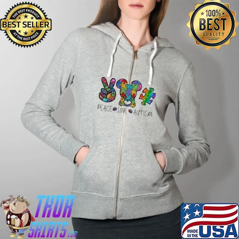 Peace love autism awareness Mickey Full Zip Hooded