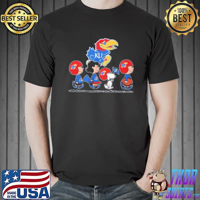 Peanut Snoopy go to watching KU shirt