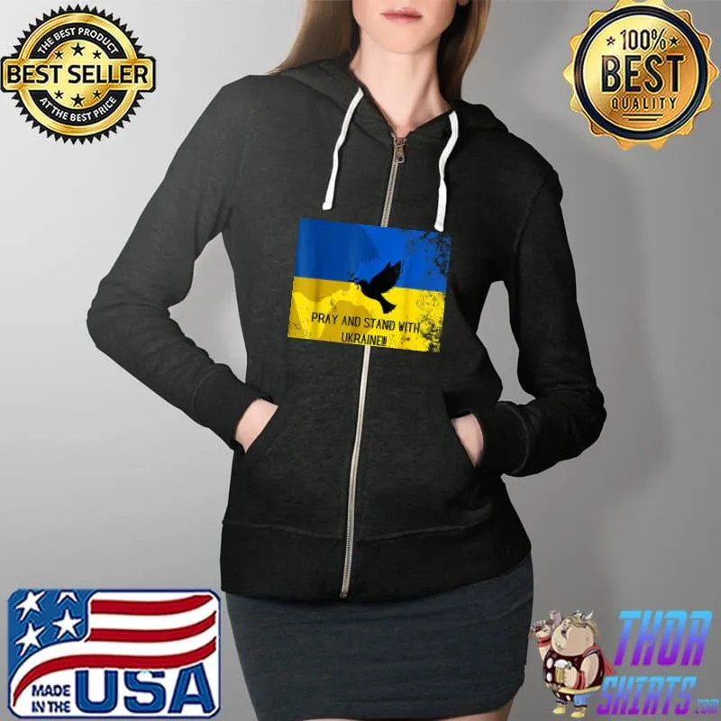 Pray For Ukraine Flag Free Ukraine – I Support Ukrainian T-Shirt Full Zip Hooded