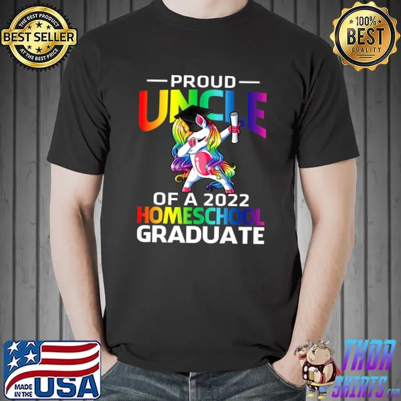 Proud Uncle Of A 2022 Homeschool Graduate Unicorn Premium T-Shirt