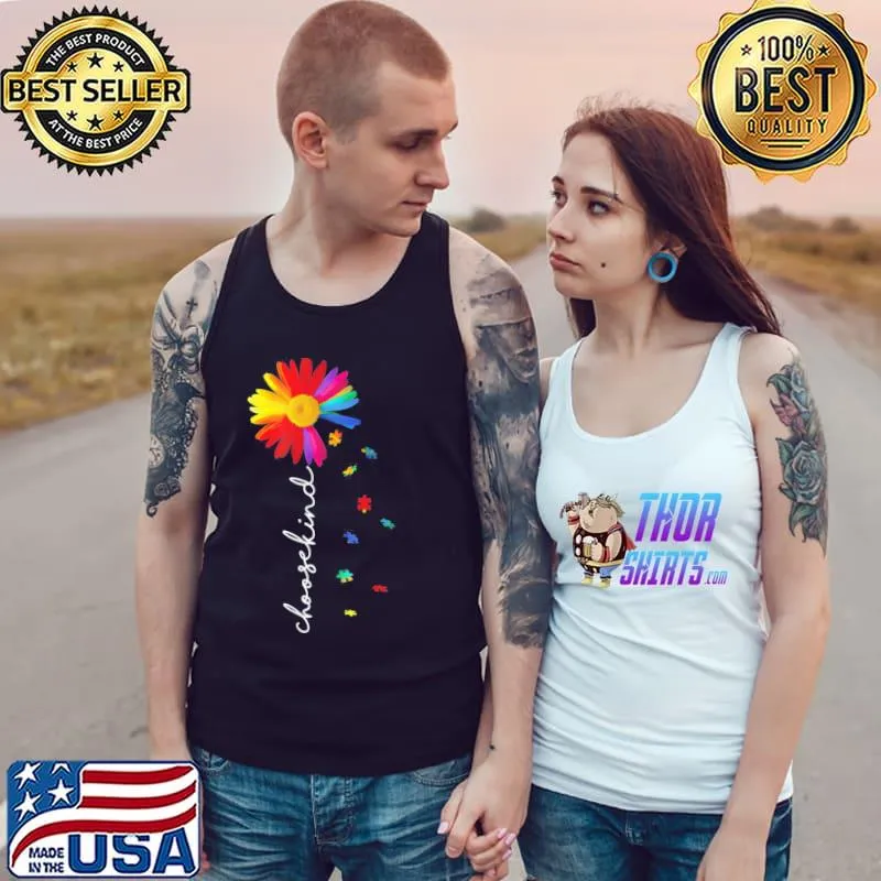 Puzzle Ribbon Choose Kind Autism Awareness Month T-Shirt Tank Top