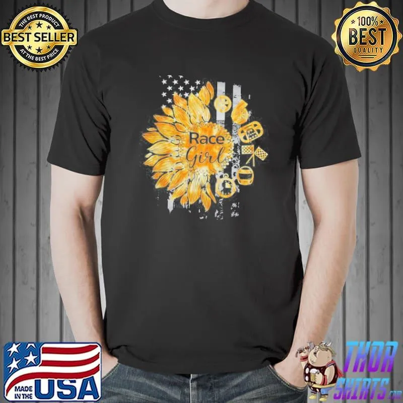 Race girl sunflower American flag Unisex