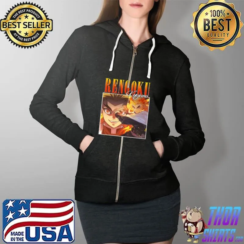 Rengoku Kyojuro Anime Homage Demon Slayer Unisex T-Shirt Full Zip Hooded