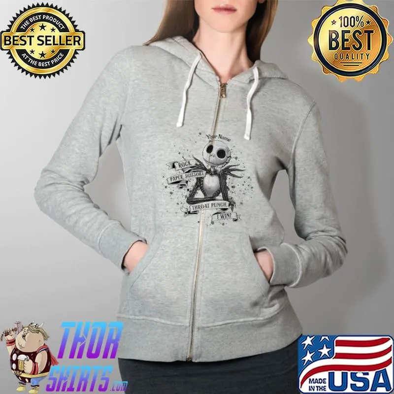 Rock Paper Scissors Throat Punch I Win Nightmare Shirt Full Zip Hooded