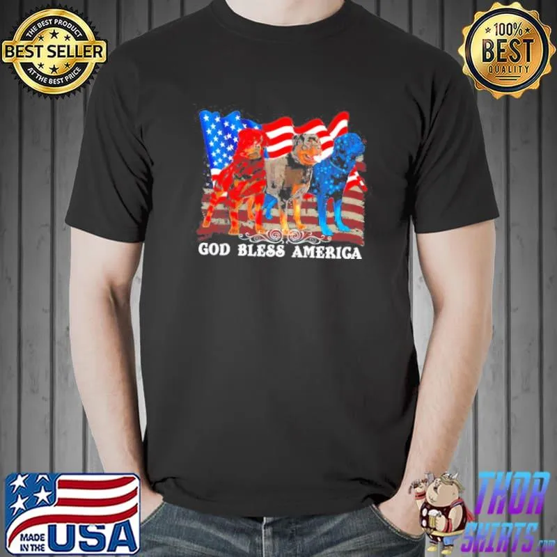 ROTTWEILER AMERICAN FLAG GOD BLESS AMERICA 4TH OF JULY SHIRT