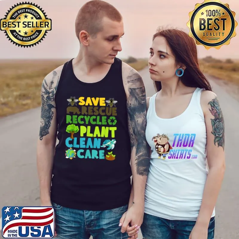 Save Bees Rescue Animals Recycle Plastic Earth Day Planet T-Shirt