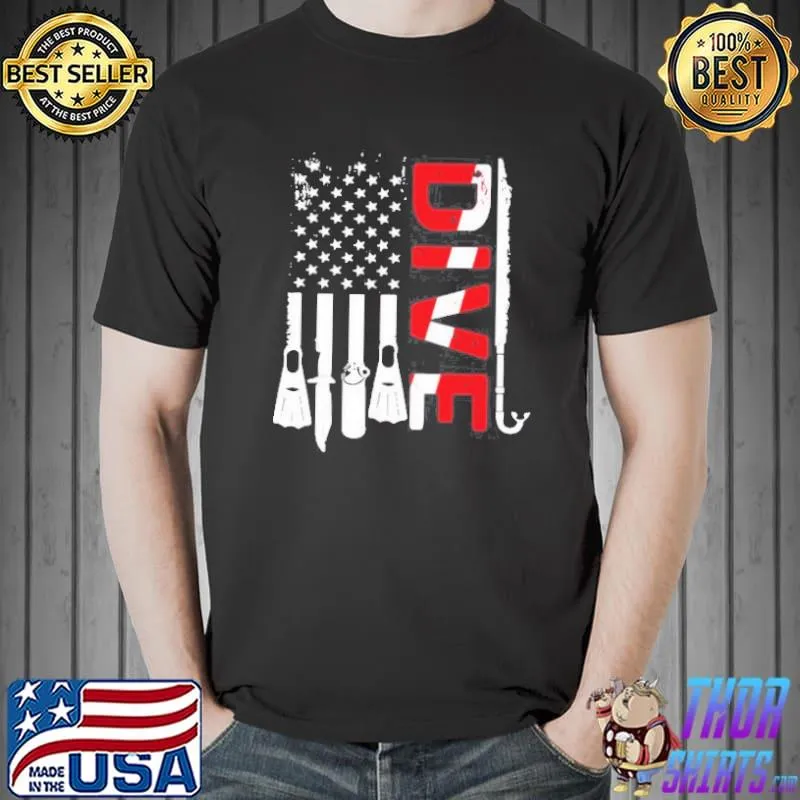 SCuba diving gear American sCuba diver down flag vintage Unisex