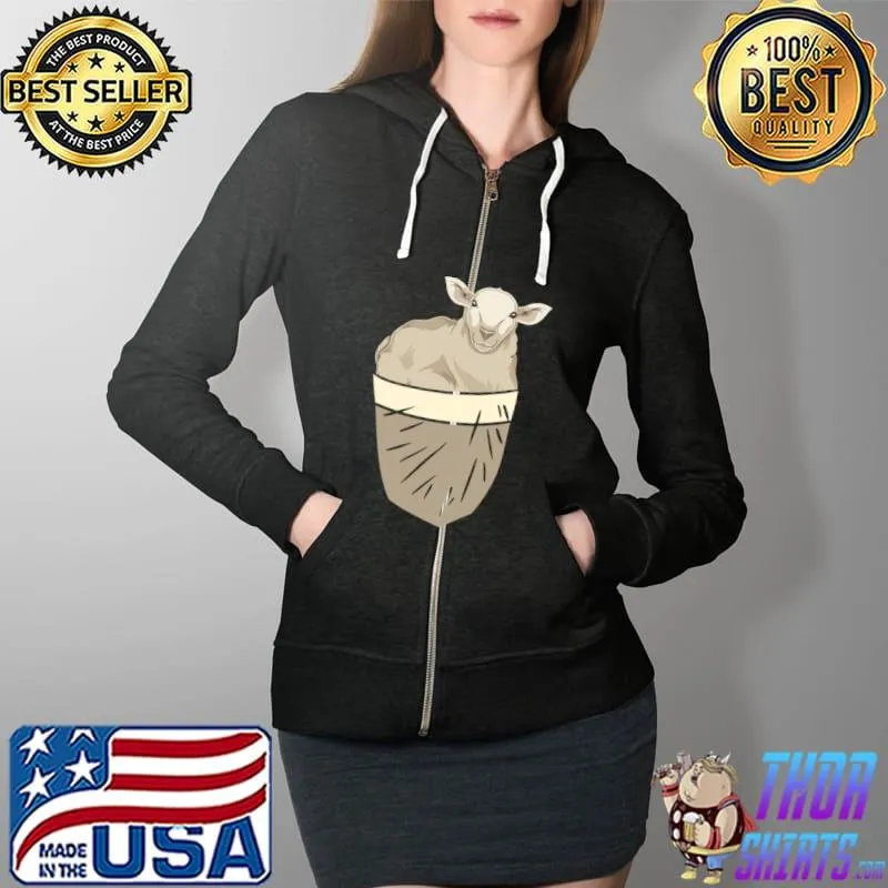 Sheep Farmer Animal Lover Farm Animal Cute Pocket Sheep T- Full Zip Hooded